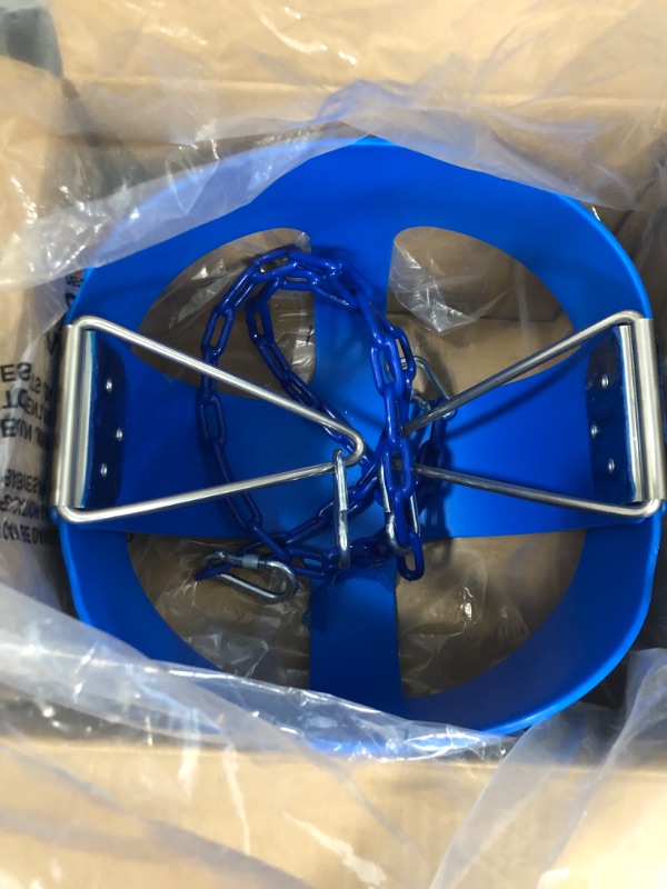 Photo 2 of Heavy Duty, High Back, Full Bucket Baby Swing Seat with Coated Chains for Outdoor Use - Fully Assembled - Blue