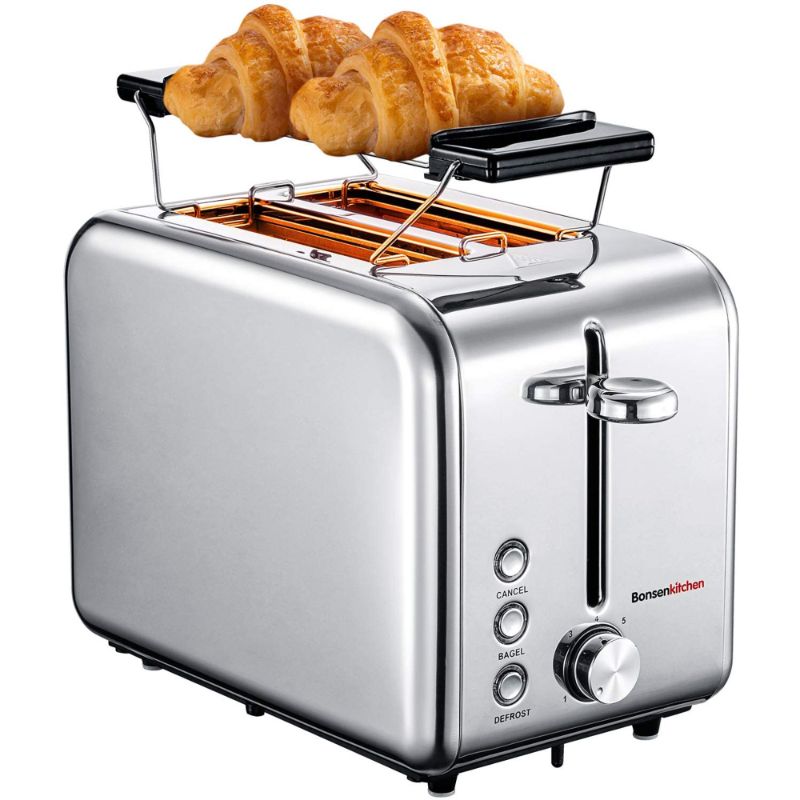 Photo 1 of Bonsenkitchen 2-Slice Extra-Wide Slot Toaster with Defrost/Bagel/Cancel Function, 7 Shade Setting, Stainless Steel Bagel Toaster (Silver)