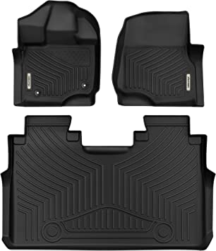 Photo 1 of OEDRO Floor Mats Compatible for 2015-2023 Ford F-150 SuperCrew Cab, Unique Black TPE All-Weather Guard, Includes 1st & 2nd Front Row and Rear Floor Liner Full Set
