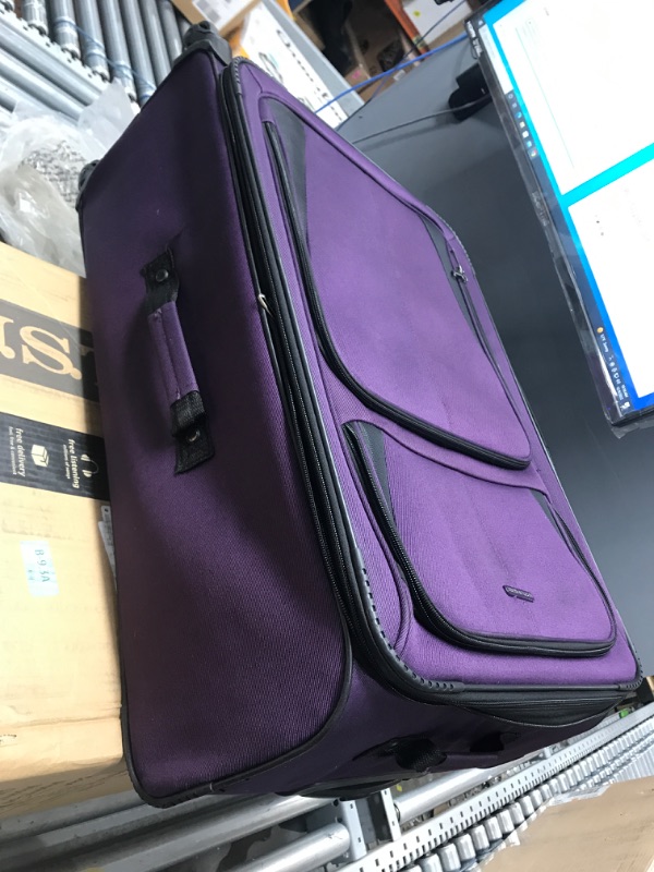 Photo 3 of U.S. Traveler Aviron Bay Expandable Softside Luggage with Spinner Wheels, Purple, Checked-Large 31-Inch Checked-Large 31-Inch Purple