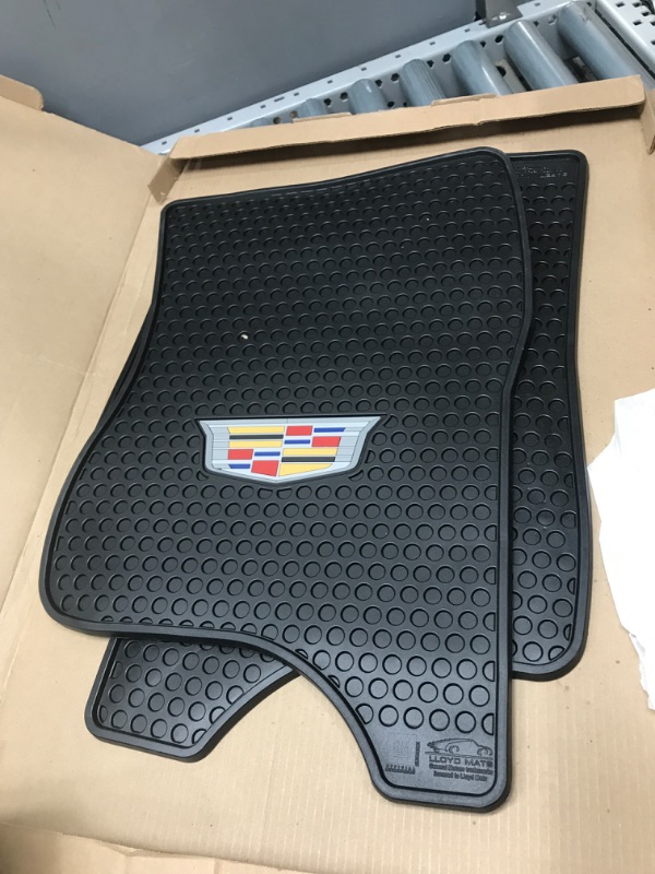 Photo 2 of Lloyd Mats Heavy Duty Signature Rubber All Weather Floor Mats for Cadillac Escalade 2015-2020 - Emblem (2PC - Fronts, Black) 2PC - Fronts Black