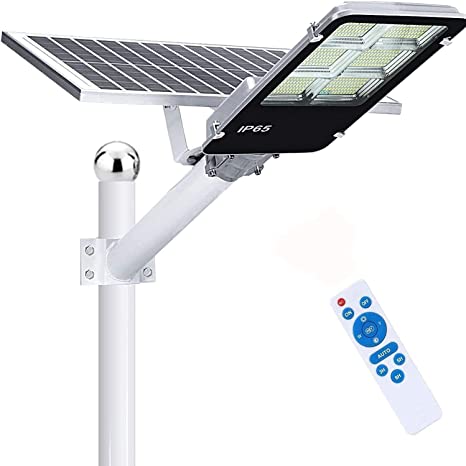 Photo 1 of 300W LED Solar led Street Light Outdoor Waterproof Dusk to Dawn Parking Lot Light with Remote Control LED Street Light Solar Powered Aluminum Adjustable Mounting Arm IP65 6500K for Driveway,Yard
