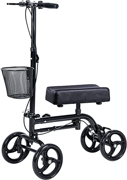 Photo 1 of WINLOVE Black Steerable Knee Walker Roller Scooter with Basket Dual Braking System for Angle and Injured Foot Broken Economy Mobility
