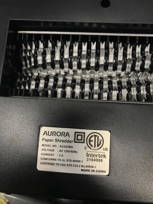 Photo 2 of Aurora AU820MA High Security 8-Sheet Professional Micro-Cut Paper/ CD/ Credit Card Shredder and Sharpening and Lubricating Sheets