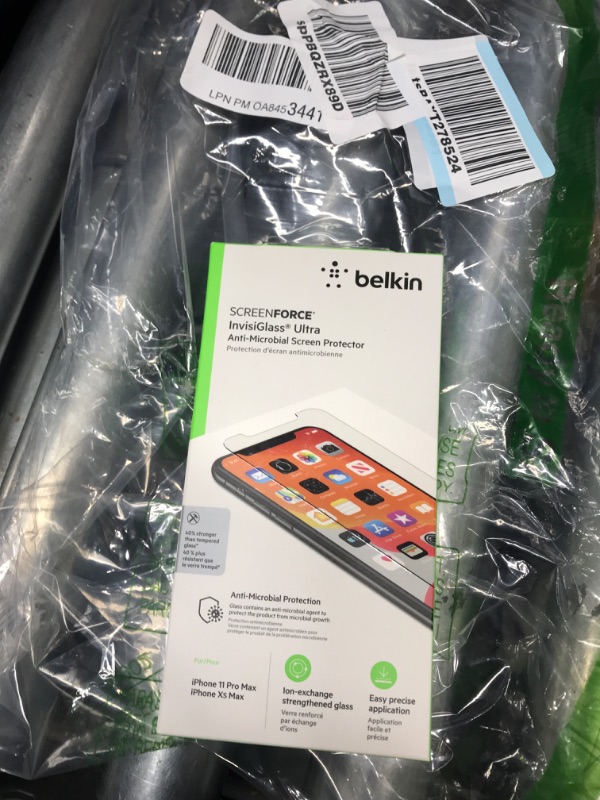 Photo 2 of Belkin Screen Protector for Apple iPhone 11 Pro Max or iPhone 11 XS Max with Antimicrobial-Treated, Ion Exchange Strengthened and Included Easy Align Tray for Simple, Bubble Free Installation iPhone 11 Pro Max Tempered Glass