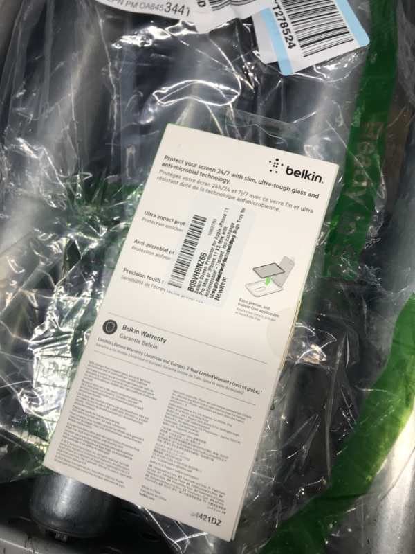 Photo 1 of Belkin Screen Protector for Apple iPhone 11 Pro Max or iPhone 11 XS Max with Antimicrobial-Treated, Ion Exchange Strengthened and Included Easy Align Tray for Simple, Bubble Free Installation iPhone 11 Pro Max Tempered Glass