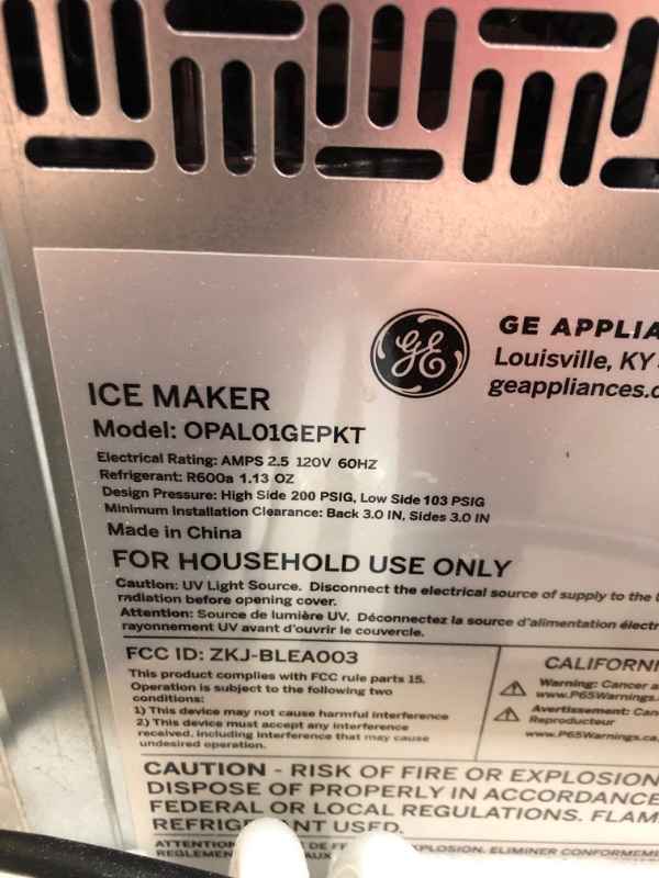 Photo 8 of GE Profile Opal | Countertop Nugget Ice Maker with Side Tank | Portable Ice Machine Makes up to 24 lbs. of Ice Per Day | Stainless Steel Finish Ice Maker + Side Tank No Bluetooth