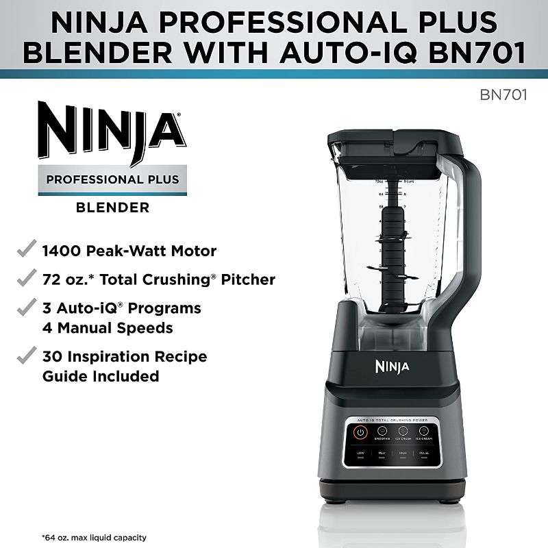Photo 1 of ***PARTS ONLY*** Ninja BL770 Mega Kitchen System, 1500W, 4 Functions for Smoothies, Processing, Dough, Drinks & More, with 72-oz.* Blender Pitcher, 64-oz. Processor Bowl, (2) 16-oz. To-Go Cups & (2) Lids, Black