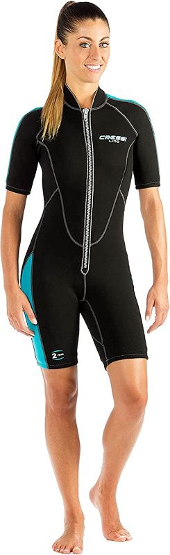 Photo 1 of **VIEW PHOTOS FOR SIZE**
Cressi Women's Short Front Zip Wetsuit for Surfing, Snorkeling, Scuba Diving -Lido Short Lady
