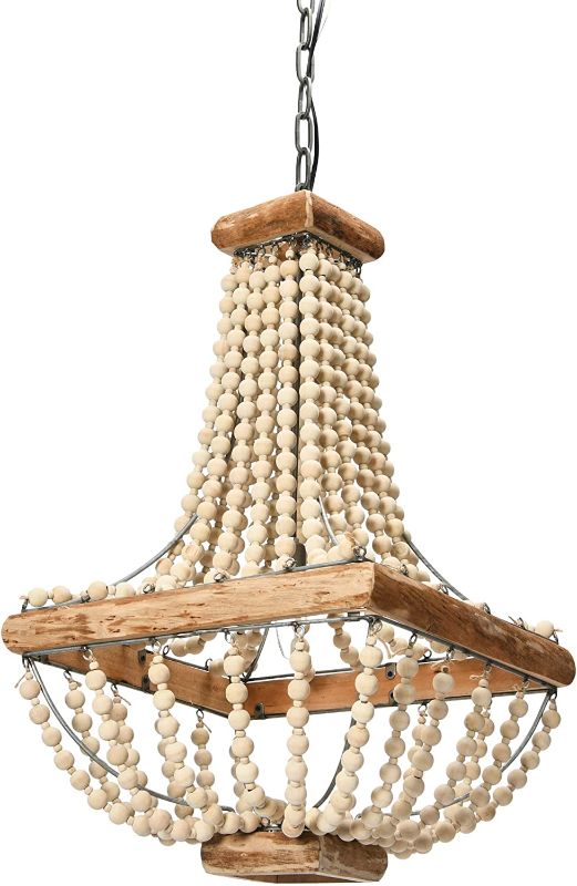 Photo 1 of **opened**
Creative Co-Op DA1910 Wood & Metal Framed Chandelier with Wood Bead Draping
