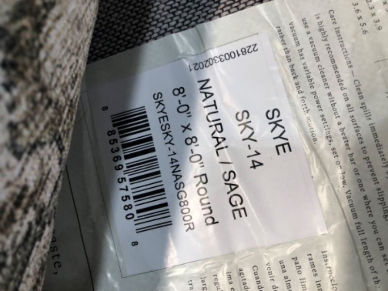 Photo 4 of **Used & needs cleaning**
 II Skye Collection SKY-14 NATURAL / SAGE, Traditional 8'-0" x 8'-0" Round Area Rug 8'-0" x 8'-0" Round Natural / Sage