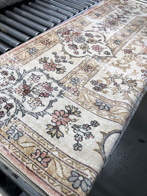 Photo 4 of **used-needs cleaning**
 Ren Machine Washable Vintage Floral Area Rug, 8' x 10', Peach
