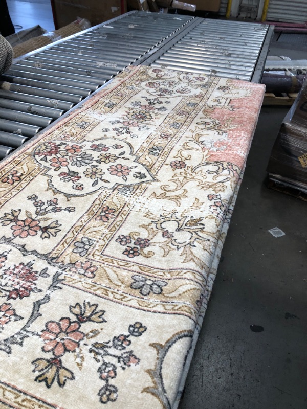 Photo 2 of **used-needs cleaning**
 Ren Machine Washable Vintage Floral Area Rug, 8' x 10', Peach
