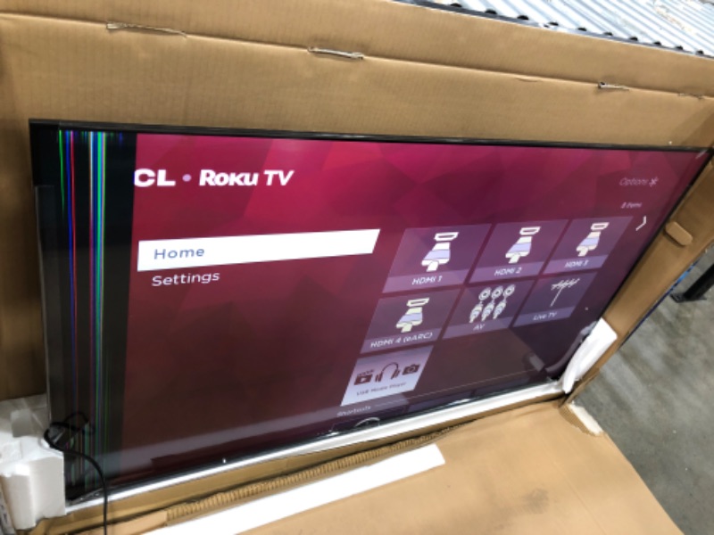 Photo 2 of **SCREEN NEEDS REPAIR SHOWS ERRORS** TCL 55" Class 5-Series 4K UHD QLED Dolby Vision & Atmos, VRR, AMD FreeSync, Smart Roku TV - 55S555 (2022 Model)
