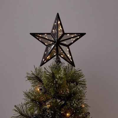 Photo 1 of 11.375" Lit Mirrored Star Christmas Tree Topper Black - Wondershop™

