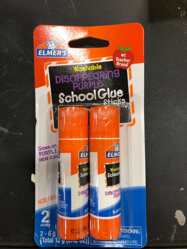 Photo 2 of Glue Stick 2pk 6G Disap PURPL