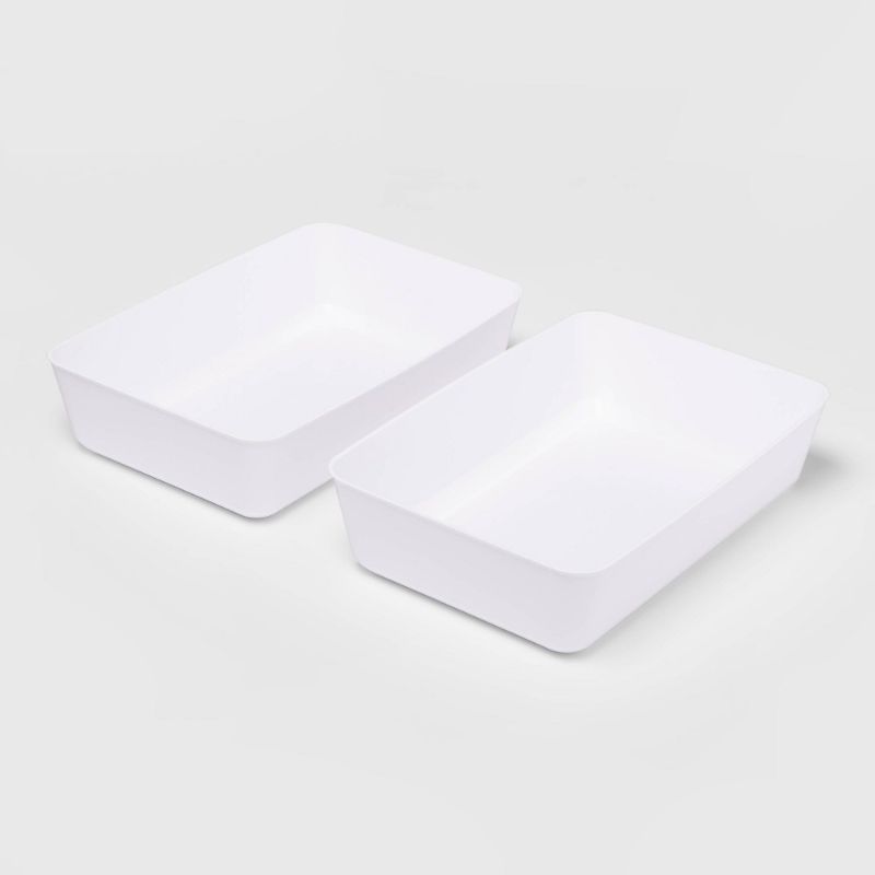 Photo 1 of 2pk Large Storage Trays White - Room Essentials
