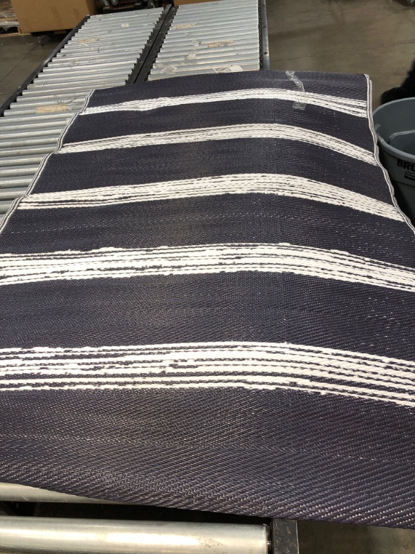 Photo 2 of 4 x 6 Outdoor Rug Dark Navy Stripe - Room Essentials