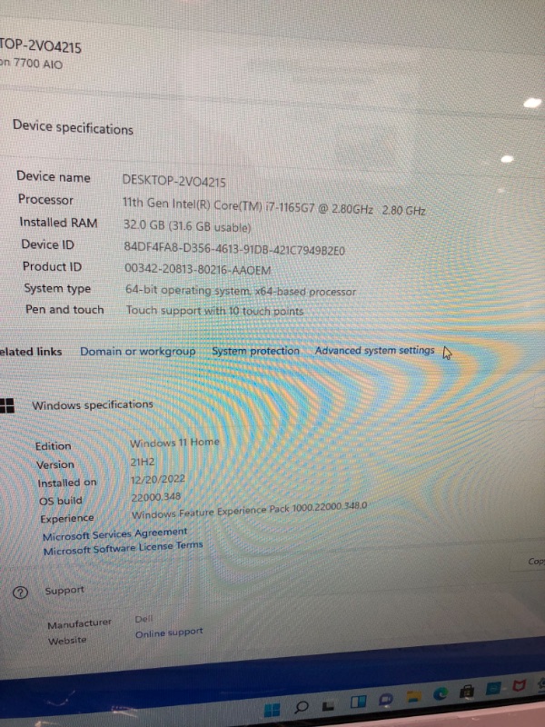 Photo 3 of Dell  Inspiron 7700 All-in-One Desktop, 27'' FHD Touchscreen, 11th Gen Intel i7-1165G7, GeForce MX330, 32GB RAM, 1TB SSD, IR Camera, WiFi 6, Wireless KB&Mouse, Win 11 Home, Silver
