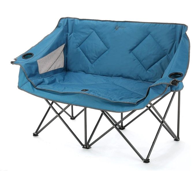 Photo 1 of ARROWHEAD OUTDOOR Portable Folding Double Duo Camping Chair Loveseat w/ 2 Cup & Wine Glass Holder, Heavy-Duty Carrying Bag, Padded Seats & Armrests, Supports up to 500lbs, USA-Based Support
