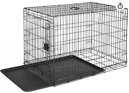 Photo 1 of Amazon Basics Foldable Metal Wire Dog Crate with Tray, Single or Double Door Styles 42" Double Door w/ Divider Crate 