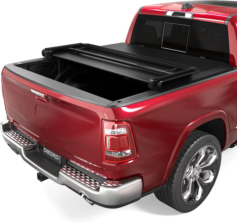 Photo 1 of OEDRO Hard Tri-fold Truck Bed Tonneau Cover with Built-in LED Running Strip, Compatible with 2002-2023 Dodge Ram 1500 (Classic & New), 2003-2023 Dodge Ram 2500 3500, Fleetside 6.4 ft Bed w/o Rambox 6.4ft Bed Hinged