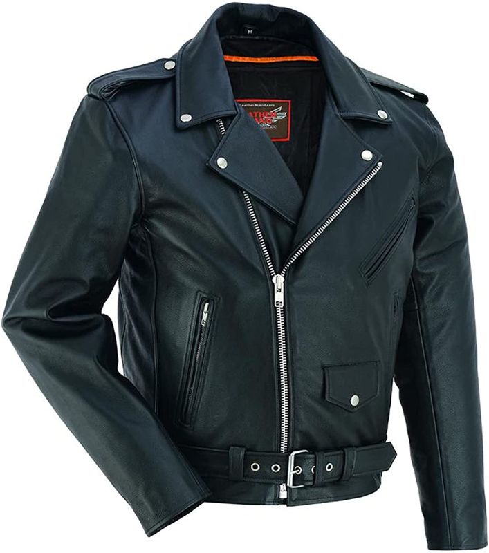 Photo 1 of ** SIZE M** Men's Classic Plain Sided Motorcycle Leather Jacket
