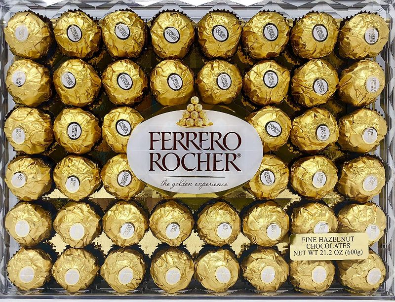 Photo 1 of **NO EXP DATE**
Ferrero Rocher Fine Hazelnut Chocolates, Chocolate Gift Box, 48 Count Flat, 21.2 oz
