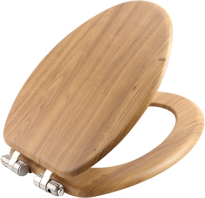 Photo 1 of **Missing Hardware** Toilet Seat elongated, Wooden Toilet Seat for standard toilets