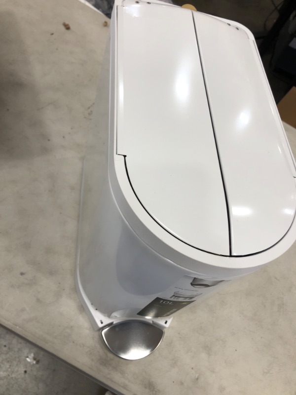 Photo 2 of **DAMAGED** simplehuman 10L Butterfly Steel Step Trash Can White