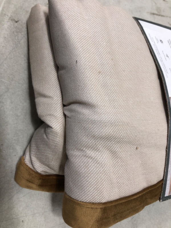 Photo 1 of 1pc 50"x84" Light Filtering Marlow Velvet Trim Window Curtain Panel Caramel - Threshold