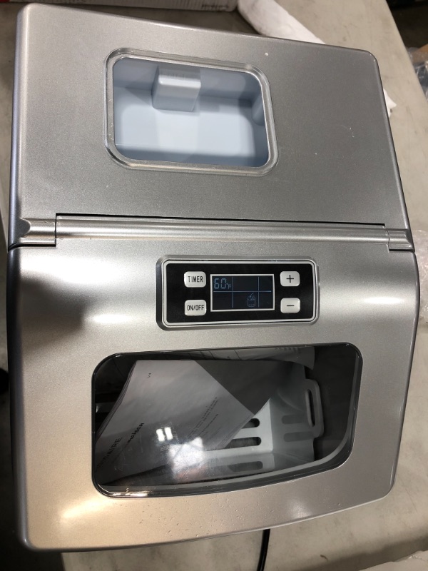 Photo 2 of **MINOR DAMAGE** Frigidaire 40 lbs Countertop Clear Square Ice Maker - Stainless Steel