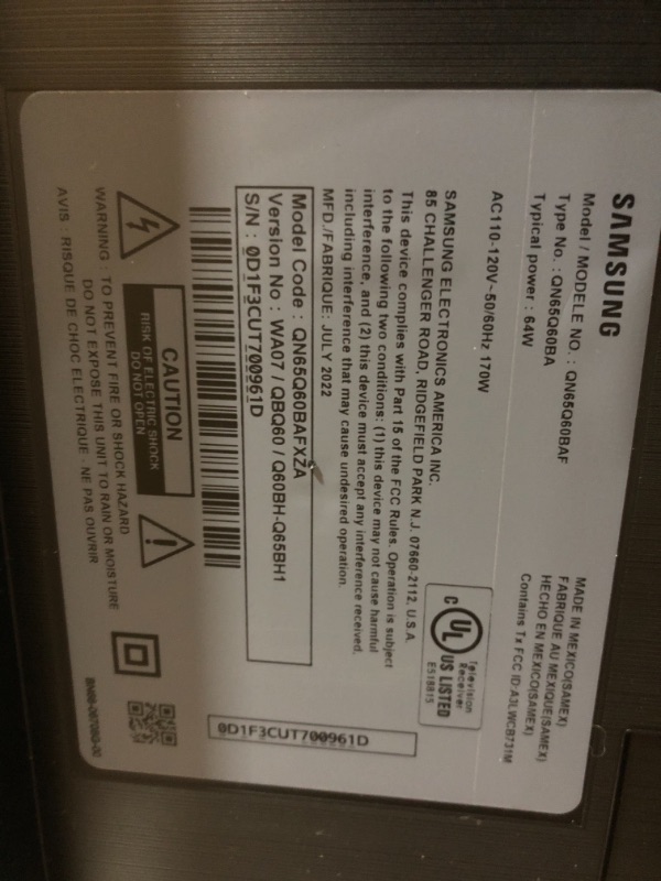 Photo 1 of **DAMAGED TO SCREEN REVIEW PHOTOS** SAMSUNG 65-Inch Class QLED Q60B Series - 4K UHD Dual LED Quantum HDR Smart TV with Xbox Game Pass and Alexa Built-in (QN65Q60BAFXZA, 2022 Model) 65-Inch TV Only