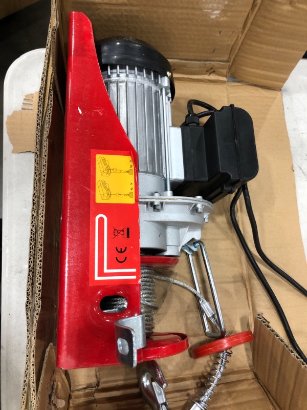 Photo 5 of **TESTED** Happybuy 880 LBS Lift Electric Hoist, 110V Electric Hoist, Remote Control Electric Winch Overhead Crane Lift Electric Wire Hoist for Factories, Warehouses and Goods Lifting
