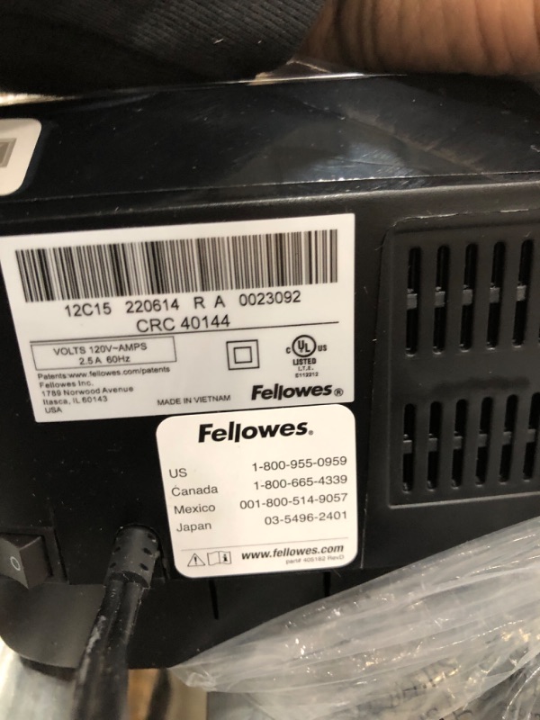 Photo 3 of ** CLIPS OF LOCK BROKEN TOP PART **Fellowes 12C15 12 Sheet Cross-Cut Paper Shredder for Home and Office with Safety Lock 12 Sheet Paper Shredder