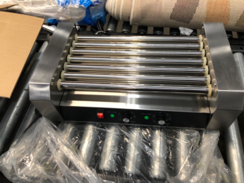 Photo 1 of Sybo Commercial Grade Stainless Steel Electric 18 Hot Dog 7 Roller Grill Cooker Machine with Detachable Glass Cover, 1000-Watts
