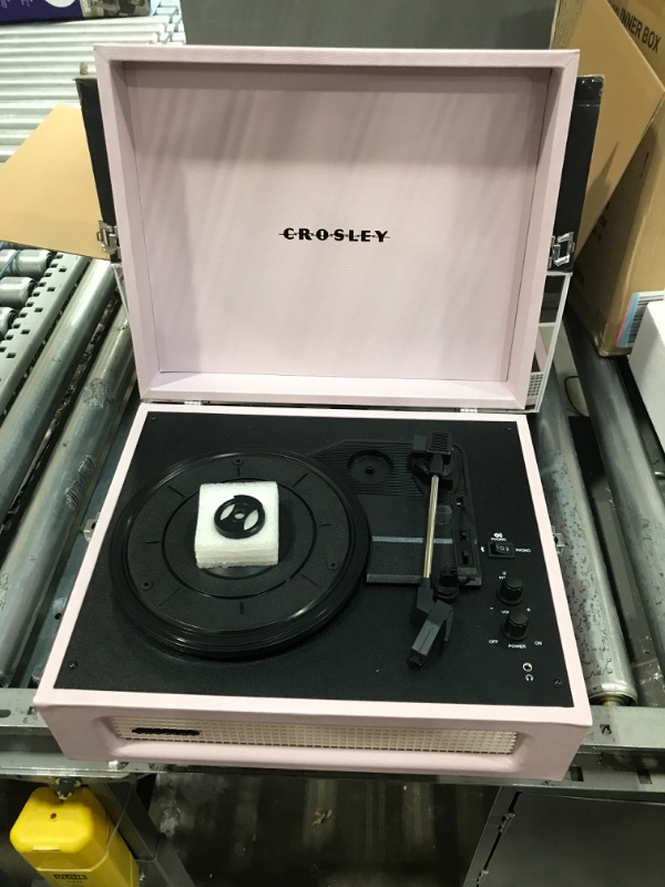 Photo 3 of Crosley CR8017B-AM Voyager Vintage Portable Turntable with Bluetooth in/Out and Built-in Speakers, Amethyst Bluetooth In/Out Amethyst