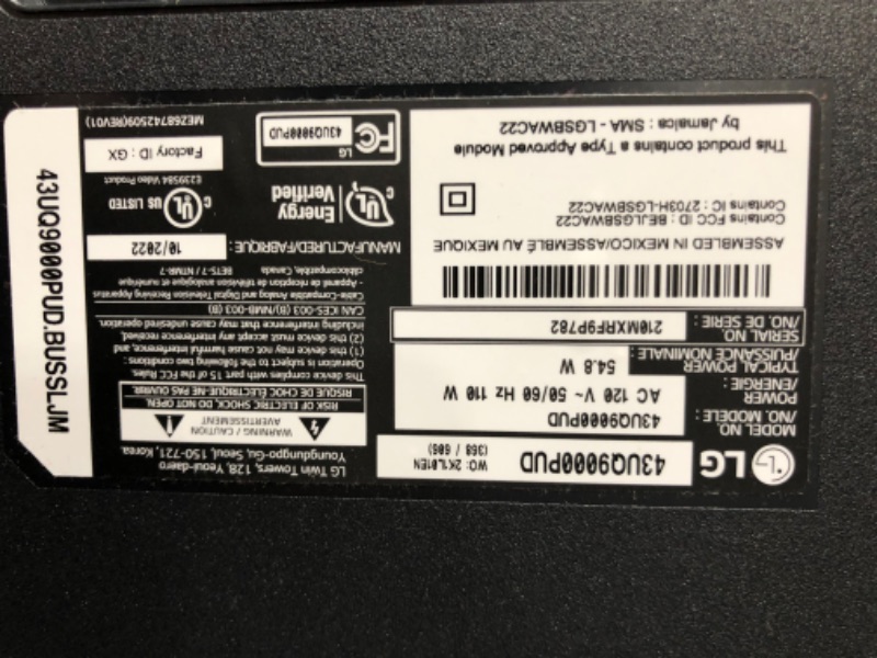 Photo 4 of CRACKED FRAME CORNER***LG - 43” Class UQ9000 Series LED 4K UHD Smart webOS TV
