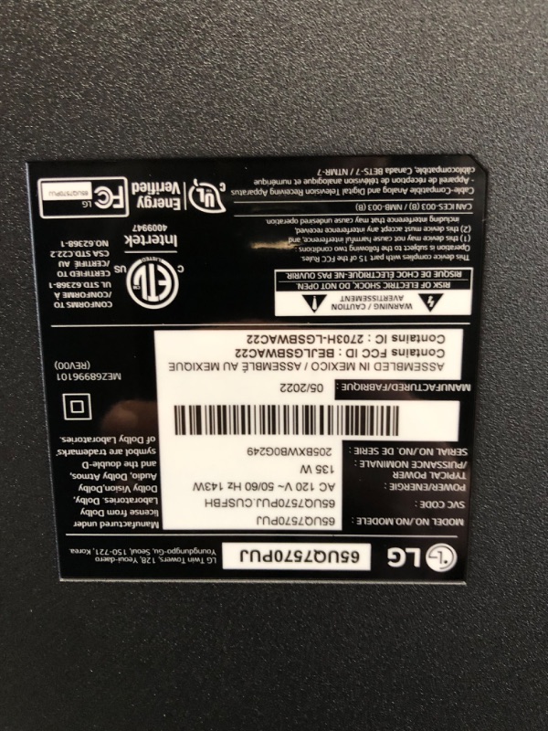 Photo 1 of LG - 65” Class UQ75 Series LED 4K UHD Smart webOS TV
