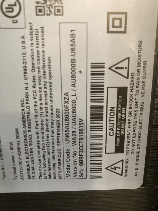 Photo 1 of SAMSUNG 65-Inch Class Crystal 4K UHD AU8000 Series HDR, 3 HDMI Ports, Motion Xcelerator, Tap View, PC on TV, Q Symphony, Smart TV with Alexa Built-In (UN65AU8000FXZA, 2021 Model) 65-Inch TV Only