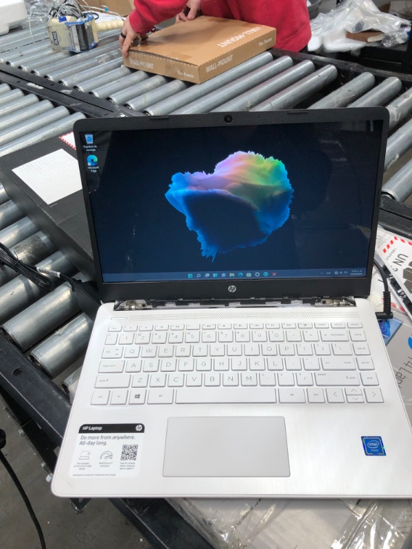 Photo 1 of UNABLE TO VERIFY INTERNAL HARDWARE SETTINGS WINDOW FORCE CLOSES AND WON'T STAY OPEN 

HP 14-dq0032dx 14" HD Notebook Computer, Intel Celeron N4020 1.1GHz, 4GB RAM, 64GB eMMC Flash Memory, Windows 11 Home S Mode, Snowflake White