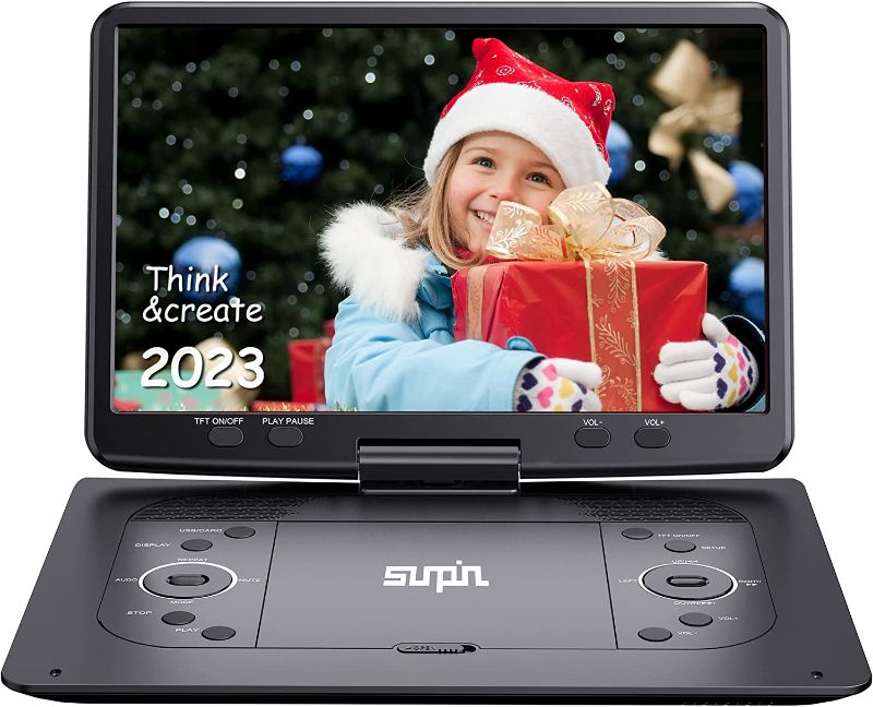 Photo 1 of 16.9''Portable DVD Player with 14.1''HD Large Screen,Kids DVD Players,Unique Extra Button Design,Portable with 5 Hrs Rechargeable Battery,Support USB/SD Card/SyncTV Video Player Portable,Black
