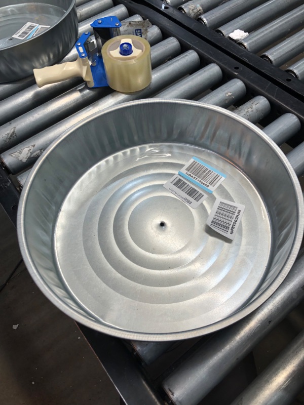 Photo 2 of LUMAX LX-1709 Silver 3.5 Gallon Galvanized Drain Pan. Bright zinc Corrosion-Resistant Finish. Measures 16 inches in Diameter x 4 inches high. for Oil Changes.