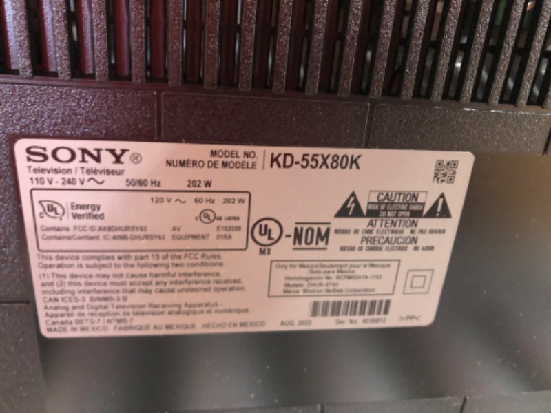 Photo 1 of Sony 55 Inch 4K Ultra HD TV X80K Series: LED Smart Google TV with Dolby Vision HDR KD55X80K- 2022 Model
