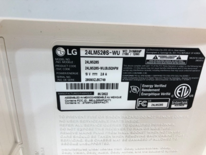 Photo 2 of LG 24 Inch Class HD Smart TV (24LM520S-WU, 2022)
