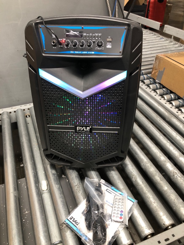 Photo 2 of Portable Bluetooth PA Speaker System - 800W Rechargeable Outdoor Bluetooth Speaker Portable PA System w/ 12” Subwoofer 1” Tweeter, Recording Function, Mic In Party Lights USB/SD Radio - Pyle PPHP1242B 12 in Speaker System