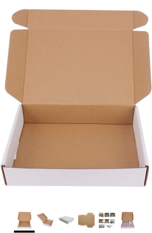 Photo 1 of 35 Pack 9x6.5x1.75 inch Corrugated Box Mailers- White Cardboard Shipping Box Corrugated Box Mailer Shipping Box For Mailer, Moving and Craft by ZMYBCPACK