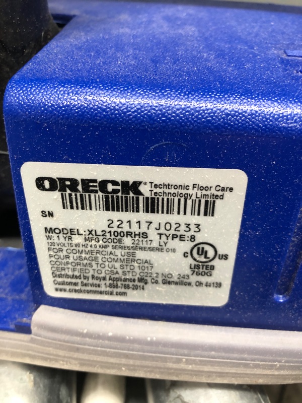 Photo 3 of ORECK XL COMMERCIAL Upright Vacuum Cleaner, Bagged Professional Pro Grade, For Carpet and Hard Floor, XL2100RHS, Gray/Blue