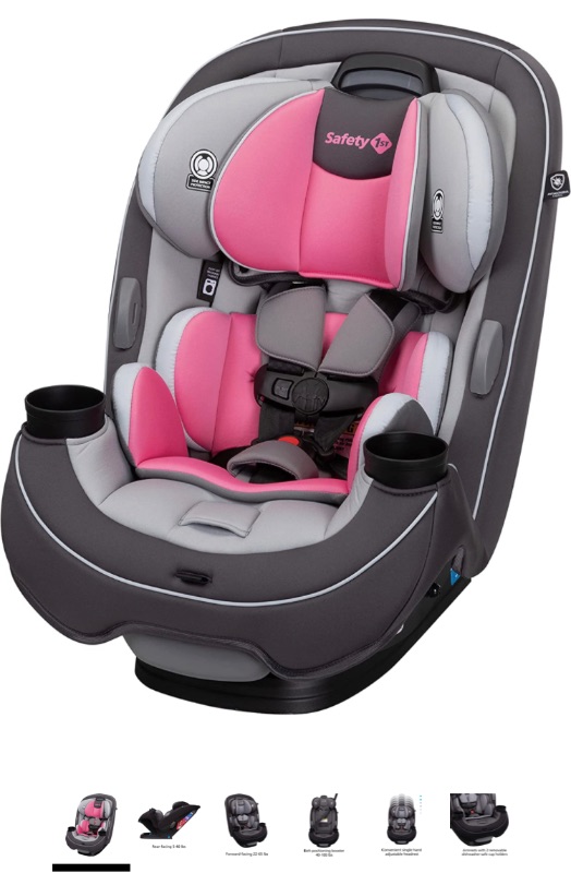 Photo 1 of Safety 1st Grow and Go All-in-One Convertible Car Seat, Rear-facing 5-40 pounds, Forward-facing 22-65 pounds, and Belt-positioning booster 40-100 pounds, Carbon Rose