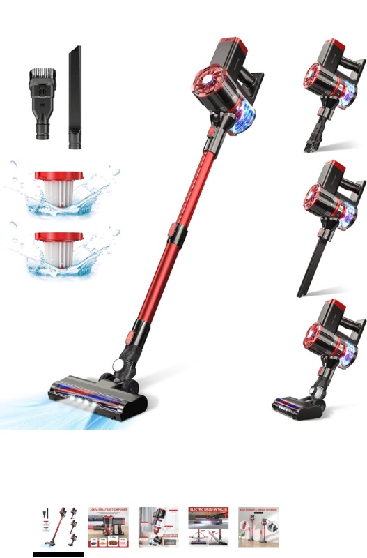 Photo 1 of PRETTYCARE Cordless Vacuum Cleaner, 180W Powerful Suction Stick Vacuum with 35 min Long Runtime Detachable Battery, 4 in 1 Lightweight Quiet Vacuum Cleaner Perfect for Hardwood Floor Pet Hair